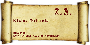 Klohs Melinda névjegykártya
